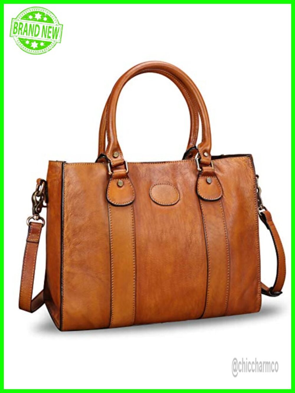 Genuine Leather Satchel Handbag Top Handle Crossbody Tote Purse